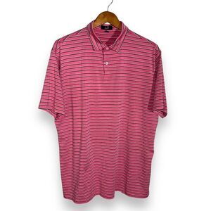 Dunhill London Pink & Navy Stripe Performande Golf Polo Shirt XL